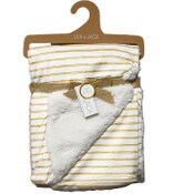 Wholesale - 1pc Mink & Sherpa Blanket - Mustard Stripes Print C/P 48, UPC: 195010009492